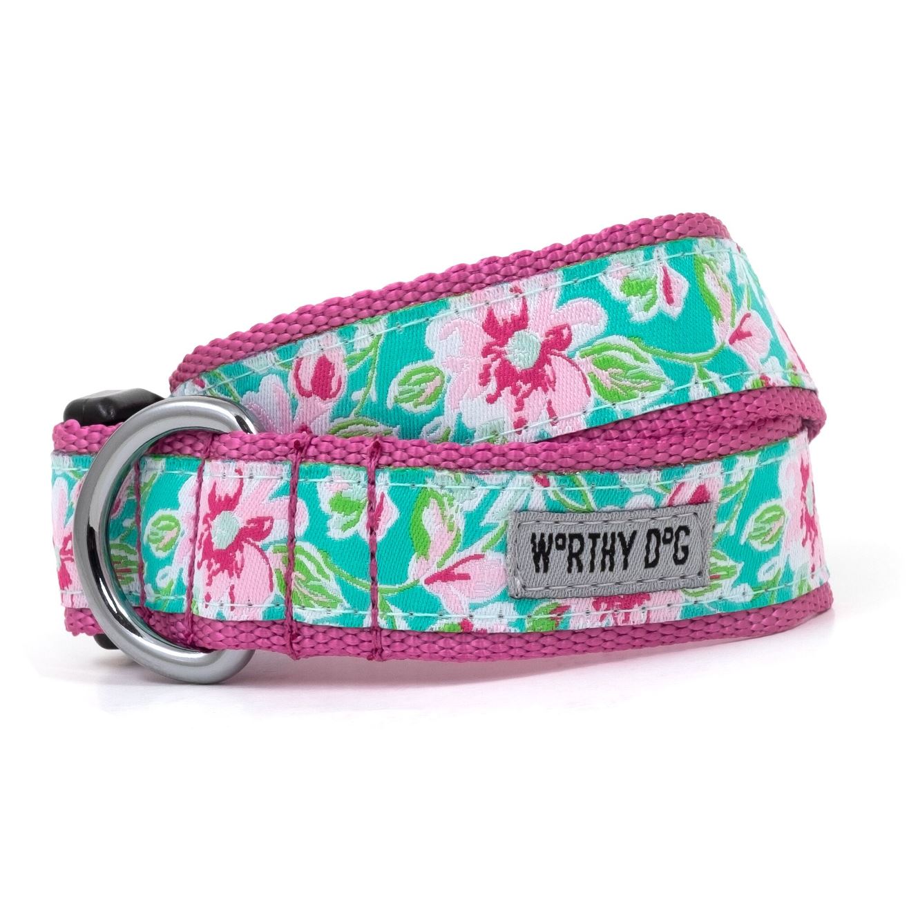 Watercolor floral dog collar and leash set