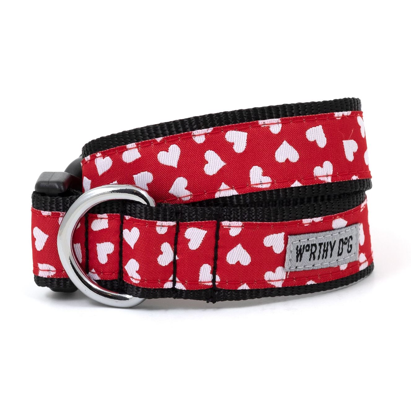 Valentine white heart dog collar and leash set
