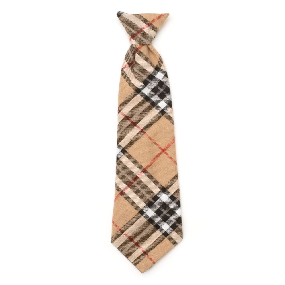 Tan Plaid Dog Tie
