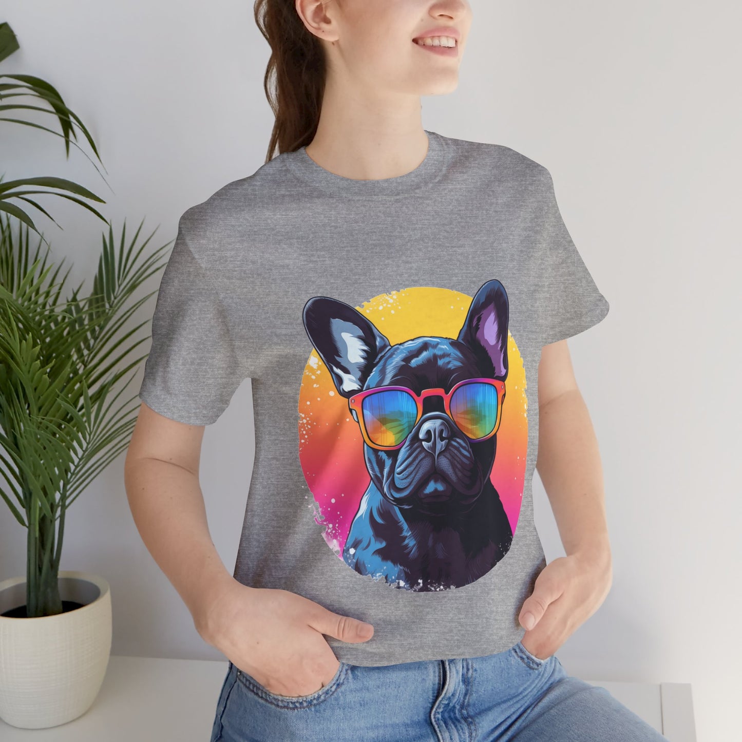 Frenchie Bulldog Too Cool Sunset Tee Shirt
