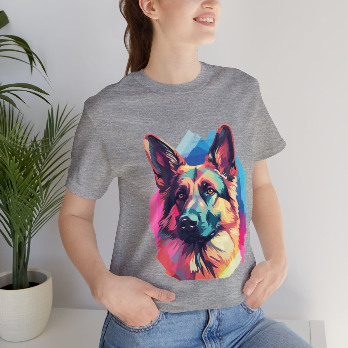 German Shepherd Vibrant Water Color Tee Shirt