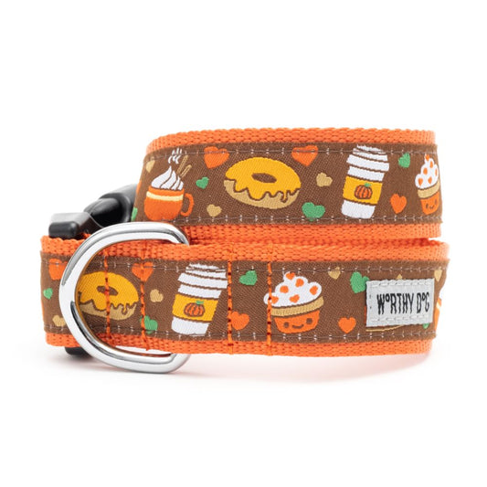 Pumpkin Spice dog collar and leash set