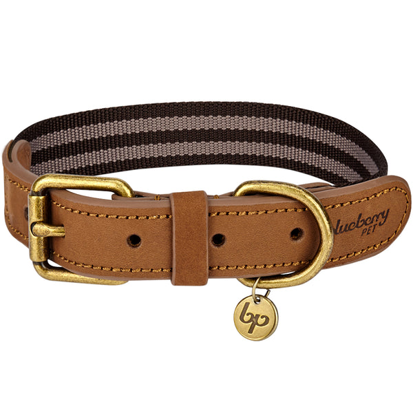 Blueberry Pet - Full Grain Leather & Polyester Dog Collar