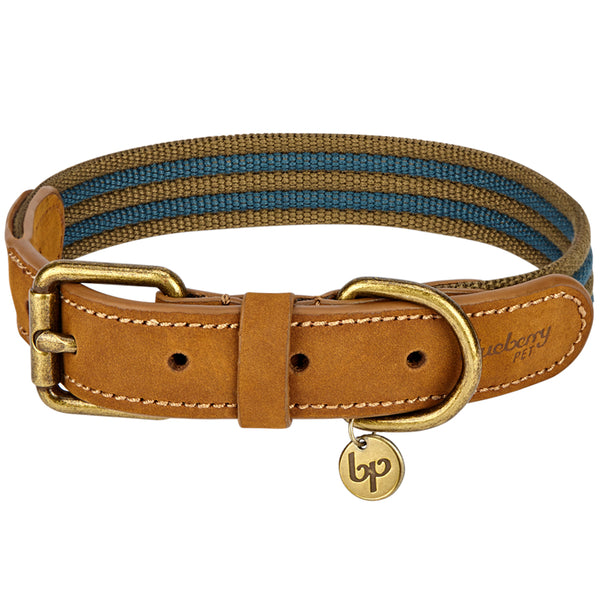 Blueberry Pet - Full Grain Leather & Polyester Dog Collar