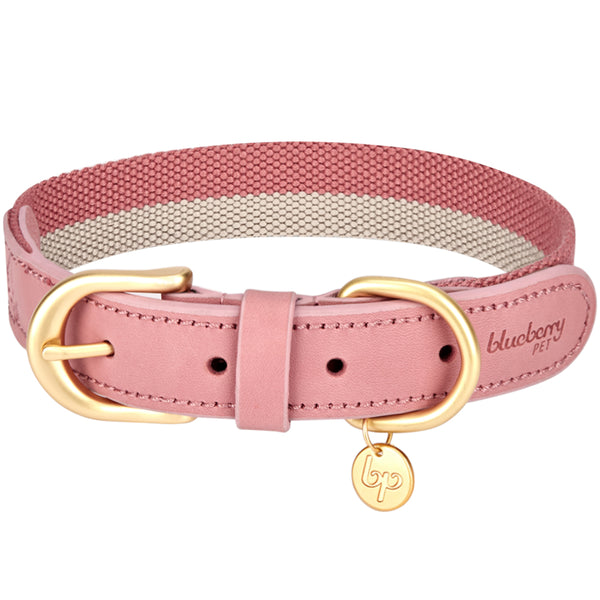 Blueberry Pet - Full Grain Leather & Polyester Dog Collar