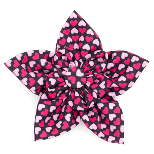 Valentine Pet flower bow red and pink hearts
